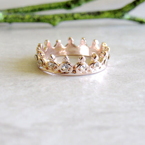 Rose Gold Jeweled Crown Rings