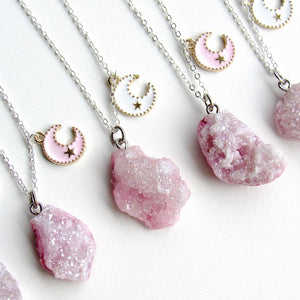Celestial Pink Druzy Necklaces