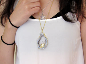 Tourmaline Geode Necklaces (Silver)