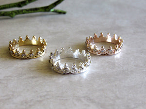Silver Jeweled Crown Rings