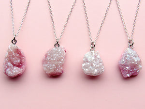 Enchanted Pastel Pink Druzy Necklaces