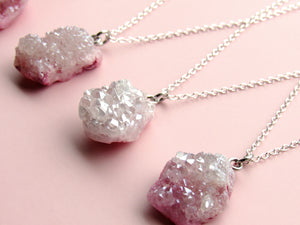 Enchanted Pastel Pink Druzy Necklaces