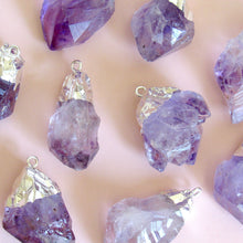 Load image into Gallery viewer, Chunky Silver Dipped Amethyst Necklaces